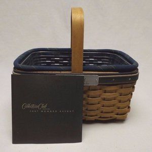 Longaberger 2007 Collectors Club Member Basket w/Liner & Protector Family Signed